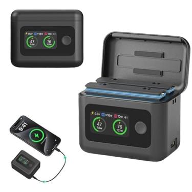 Imagem de Coyktonty Carregador rápido de bateria para Insta360 X5, carregamento simultâneo de 2 baterias com tela de LED, suporta carregamento rápido PD com slot para cartão SD Misro e cordão (pilhas não