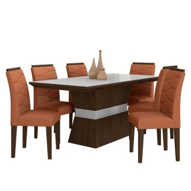 Imagem de Sala De Jantar 6 Cadeiras Nazca Imbui/off Wh/terrac - Móveis Arapongas