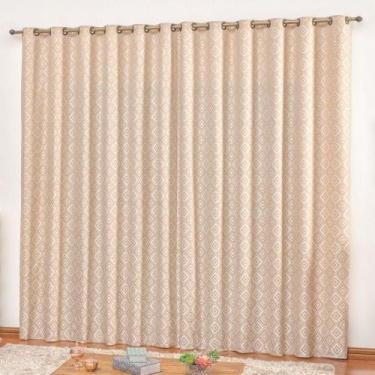 Imagem de Cortina Em Jacquard Degradê 2,00 X 1,70 Para Varão - Avelã - Casa Show