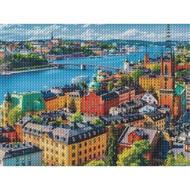 Imagem de TUTUMAY21 Estocolmo Suécia Kits de pintura de diamante DIY broca completa fotos de diamante artes para decoração de parede de casa 30 x 40 cm