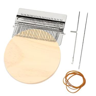 Imagem de Ferramenta de trama tipo Speedweve de tear pequeno – Mini kit de tear de tecelagem de madeira conveniente tear de darning tear, tear de tricô para artesanato, ferramenta de tecelagem de artes para jeans, meias e roupas (28 ganchos)