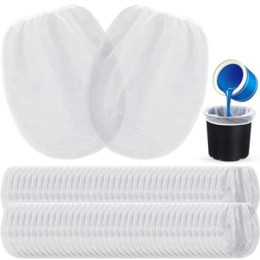 Imagem de Boao 120 sacos de filtro de tinta branca fina bolsa de filtros balde de abertura elástica sacos de filtro de tinta hidropônica para jardinagem de pintura (1 galão)