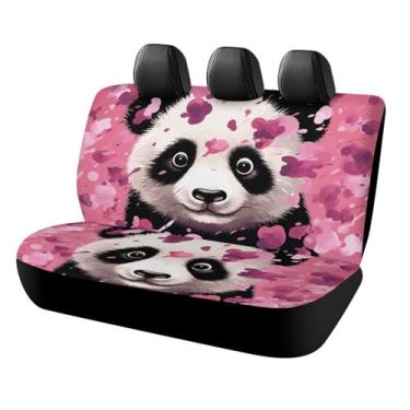 Imagem de VFKLT Capa de assento de carro impermeável universal protetor de assento de carro rosa panda algodão capas de banco traseiro protetor de assento interior automotivo acessórios para a maioria dos