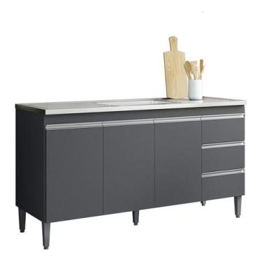 Imagem de Balcão Para Pia Andreia Sem Tampo 150cm Ajl - AJL Móveis, Cinza