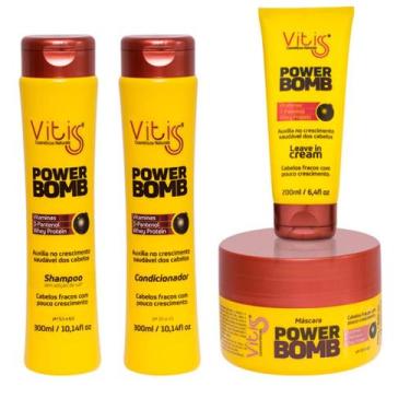 Imagem de Kit Power bomba Vitiss shampoo condicionador mascara leavein acelera c