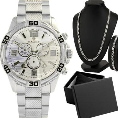 Imagem de Relógio Masculino Moderno Luxo + Corrente Fina + Pulseira - EEA SEMI J