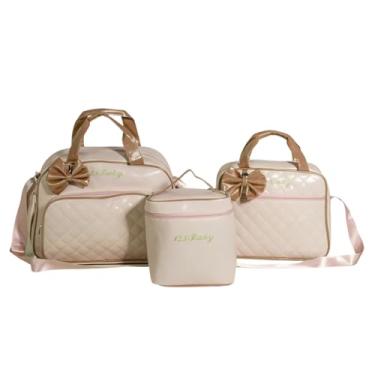 Imagem de Kit Bolsa Saída Maternidade com Mochila para Bebê – Bege – Impermeável, Grande Capacidade e Multifuncional