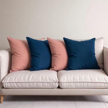 Imagem de 4 Capas Almofadas Veludo Sofa Tons Cores 45x45 - Art in Decor, Azul/Ro