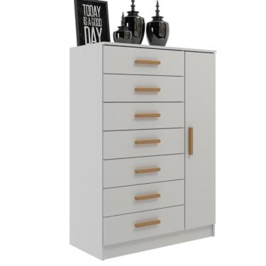 Imagem de Cômoda New Mônaco Infantil 1 Porta E 7 Gavetas Branco