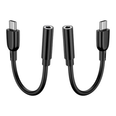 Imagem de Adaptador USB C para fone de ouvido Samsung para Galaxy S25 Edge S24 Ultra A56 A36 A26 A16 A55 A35 A25 A15 S23 S22 S21 Z Flip/Fold 6 5 4, pacote com 2 cabos adaptador de áudio tipo C para 3,5 mm para