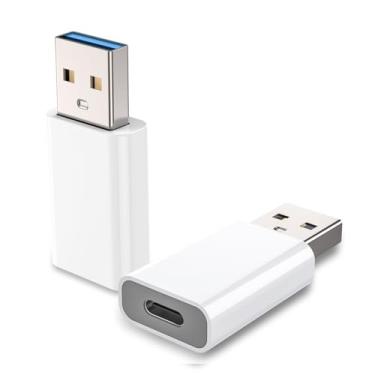 Imagem de MOSWAG Adaptador USB para USB C, 2 unidades, USB C fêmea para carregador de carro macho para iPhone 16 15 14 Pro Max Plus, Apple Watch 10/9/8, iPad Air Mini 6 7, CarPlay