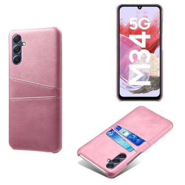 Imagem de Capa compatível com Samsung Galaxy M34 5G, capa de couro PU - Capa de telefone fina à prova de choque com 2 compartimentos para cartão, proteção anti-impressão digital e antiqueda, plástico de couro