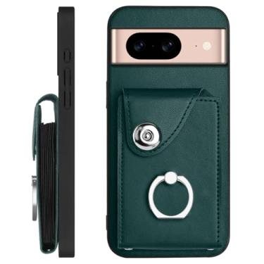 Imagem de LEMAXELERS Capa para Google Pixel 8A, capa carteira Pixel 8A com design de suporte de cartão de rotação de 360° com anel com botão de pressão e botão de pressão à prova de choque para Google Pixel 8A