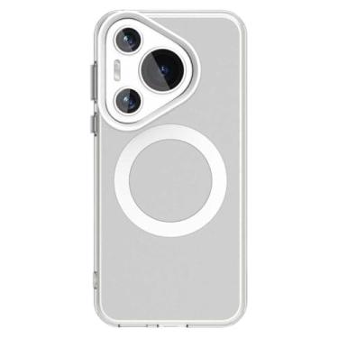 Imagem de LTLMYDAM Capa fina para Huawei Pura 70 Ultra/70 Pro/70 Pro+/70, capa de telefone transparente com sucção magnética, fosco antiamarelamento, proteção contra quedas, transparente, 70 Pro+