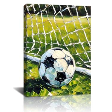 Imagem de Impressão em tela emoldurada de arte de parede, pôsteres de arte de grafite de futebol, decoração de parede para quarto de meninos, pinturas coloridas de futebol para quarto de menino, bar, academia