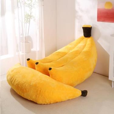 Imagem de IEVENW Cadeira de pufe banana com otomano, sofá-cama de chão com apoio para os pés, espreguiçadeira conversível confortável para adultos, sofá de pelúcia para quarto, sala de estar ou dormitório