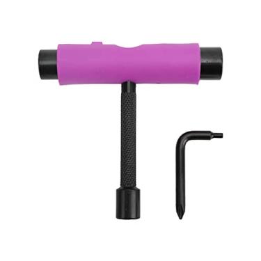 Imagem de Chave de skate T Tipo L em forma de ferramenta de manutenção de placas de deslizamento multiuso para skates e longboards de aço plástico 2 pacote (Roxo)