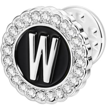 Imagem de HAWSON Alfinetes de lapela com inicial A-Z, alfinetes de gravata personalizados de ouro/prata 18K para ternos, gravatas, chapéus, homens e mulheres, Latão, Sem Pedra Preciosa