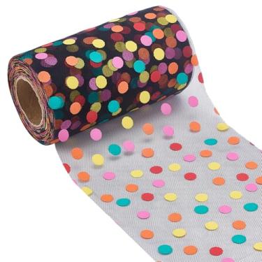 Imagem de PH PandaHall Rolos de tule coloridos de bolinhas de 12,7 cm de largura, rolos de tecido de tule preto, decoração de carretel de tecido de malha para saia de tutu faça você mesmo, envoltório de