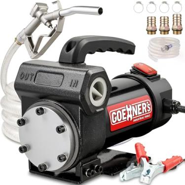 Imagem de Kit de bomba de transferência de combustível de 12 V de alto fluxo 15 GPM atualizado - equipado com um bocal manual e mangueira, design autoescorvante para gasolina e diesel, ideal para uso com
