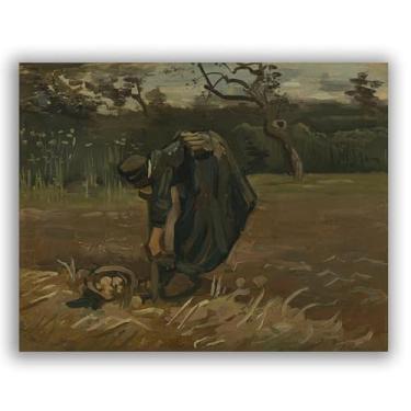 Imagem de Impressionis Picture "Mulher camponesa cavando batatas" por Vincent van Gogh Famosa arte de parede giclée impressão em tela arte moderna para sala de estar 40 x 52 cm sem moldura