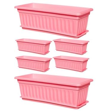 Imagem de Rrlihjgu Caixa de Plantas para Janela - Conjunto de 6 Vasos para Plantas de Exterior - Com Furos de Drenagem e Resistência aos Raios UV para Hortaliças em Varandas ou Jardins