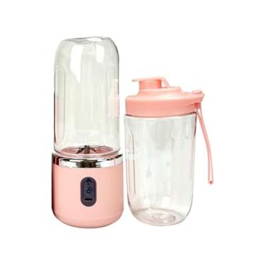 Imagem de SiaBiced Liquidificador Portátil, Liquidificador Elétrico, Liquidificador de Frutas, Recarregável, Mini Liquidificador de Mão para Ambientes Externos, Internos, rosa, Taça Dupla