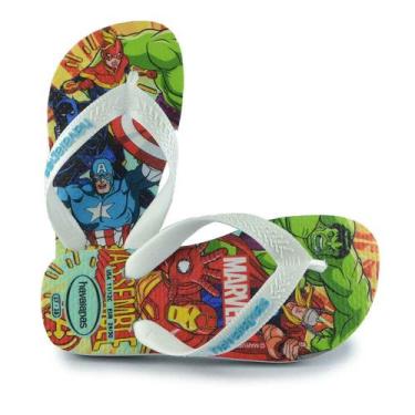 Imagem de Chinelo Infantil Havaianas Masculino Top Marvel II 0090, 31/32, Branco