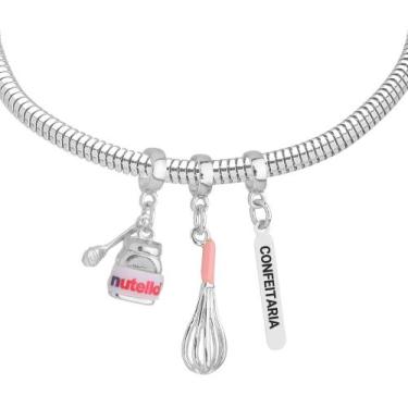 Imagem de Pulseira Confeitaria Berloque Banhado a Prata 925 - Work Semijoias