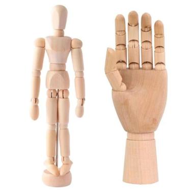 Imagem de Kit Boneco + Mão Madeira Flexível E Articulado 30Cm - Livon
