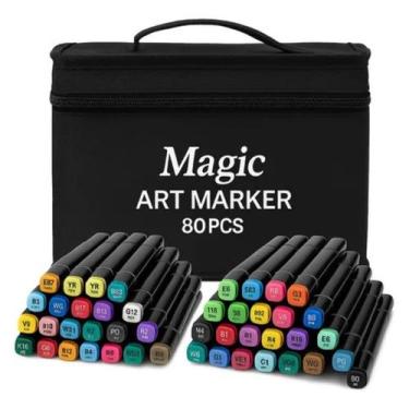 Imagem de Canetas Coloridas Kit 80 Canetinhas Bobbie Goods Conjunto Marcadoras d