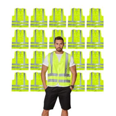 Imagem de Kit 20 Colete Blusão de Poliéster Liso Uniforme Trabalho Construção Li