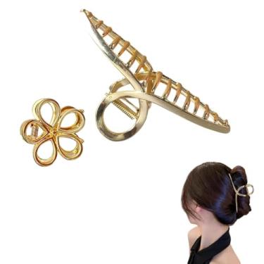 Imagem de Kit 2x Piranha Prendedor De Cabelo Piranha Metal Presilha Metal Dourada Feminina Luxo Vintage Elegante Mulheres Menina