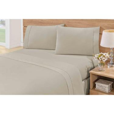 Imagem de Jogo De Lençol 3 Peças- Casal Queen 180 Fios - Branco Rosê - NoBrand, 