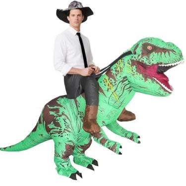 Imagem de MXoSUM Fantasia inflável de dinossauro para adultos, fantasia de dinossauro, fantasia de dinossauro para o Dia das Bruxas, Verde, for Adult Height: 150cm-200cm)