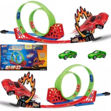 Imagem de BRINQUEDO PISTA COM LOOP DUPLO 360 COM CARRO DE FRICÇÃO ALTA VELOCIDADE 14 PÇS DE MONTAR ESTACIONAMENTO rampas garagem CORRIDA 118CM DE PISTA QUALIDADE PREMIUM