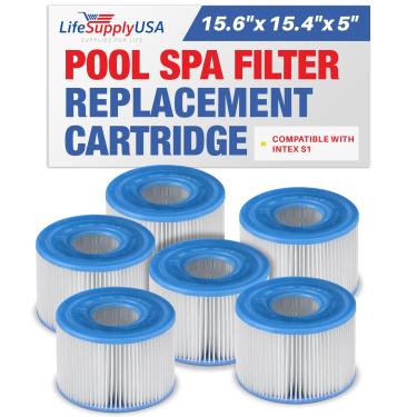 Imagem de LifeSypplyUSA Cartucho de filtro de spa de substituição para Intex S1 29011E serve para filtro de piscina PureSpa Hot Tub (pacote com 6)
