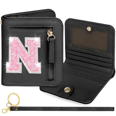 Imagem de YQE Carteira com inicial RFID para meninas pequenas, presentes na moda, aniversário, Natal, meia ideia de presente para adolescentes, filha, neta, sobrinha, 6, 7, 8, 9, 10, 11, 12, 13 anos, Preto, N