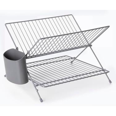 Imagem de Escorredor de Pratos Articulado Forma Inox, 19 Pratos, Cinza, Aço Inoxidável