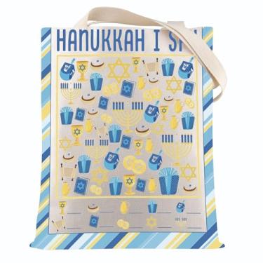 Imagem de VAMSII Hanukkah Menorah Tote Bag Happy Hanukkah Gifts Blessings Shoulder Bag Chanukah Traditions Gift, Bolsa Ushanukkahtote, Moderno