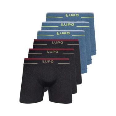 Imagem de Kit com 6 Cuecas Boxer Lupo 17800-001 Plus Size Colorido, Azul, XXG