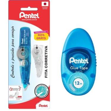 Imagem de Pentel Fita Corretiva Azul + Refil E Cola Em Fita