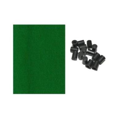 Imagem de 2,30x1,85m Tecido Verde + 10 Ponteiras Sinuca Bilhar Pano - Tacolândia