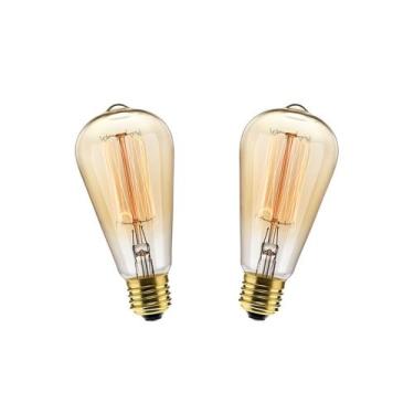 Imagem de Kit 2 Lâmpadas ST64 Filamento Carbono Vintage 2000K Âmbar 220V - Elgin