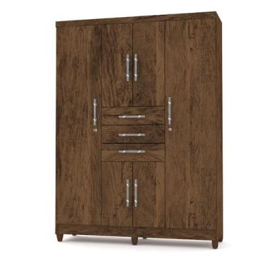Imagem de Roupeiro Taurus 6 Portas de Casal Imbuia Rústico para Quarto - Vila Ri