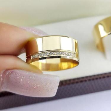 Imagem de Par de Aliancas em Ouro 18K colecao Eternize 8mm, 10g e 20 pedras - Jo