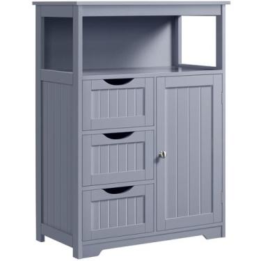 Imagem de Armário de armazenamento de banheiro Yaheetech Freestanding Grey 90cm