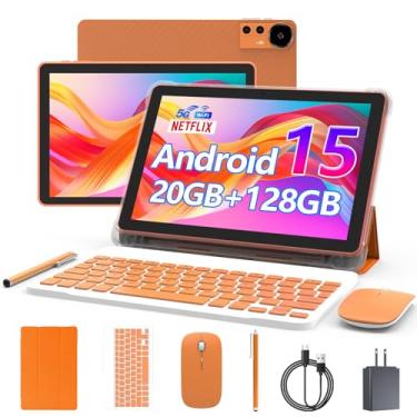 Imagem de Tablet Android 15 de 10 polegadas, tablets 2 em 1 com teclado/mouse/capa/caneta, 20 GB de RAM + 128 GB de ROM/expansão de 2 TB, processador quad-core de 2,0 GHz, tela sensível ao toque HD de 1280 x