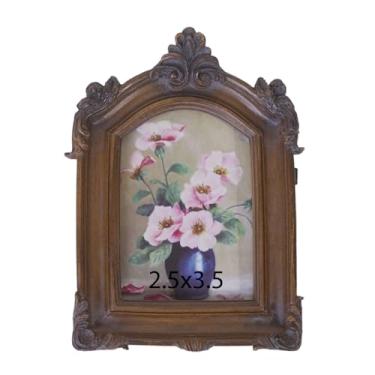 Imagem de WINPLUS+ Moldura vintage ornamentada em forma de arco com entalhe floral intrincado, uma peça de decoração atemporal que mistura estilo antigo e design elegante, suporte de parede e exibição de mesa