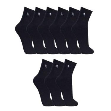 Imagem de Meias Masculina Lupo Cano Medio Sport Kit Com 9 Pares, 41-44, Preto